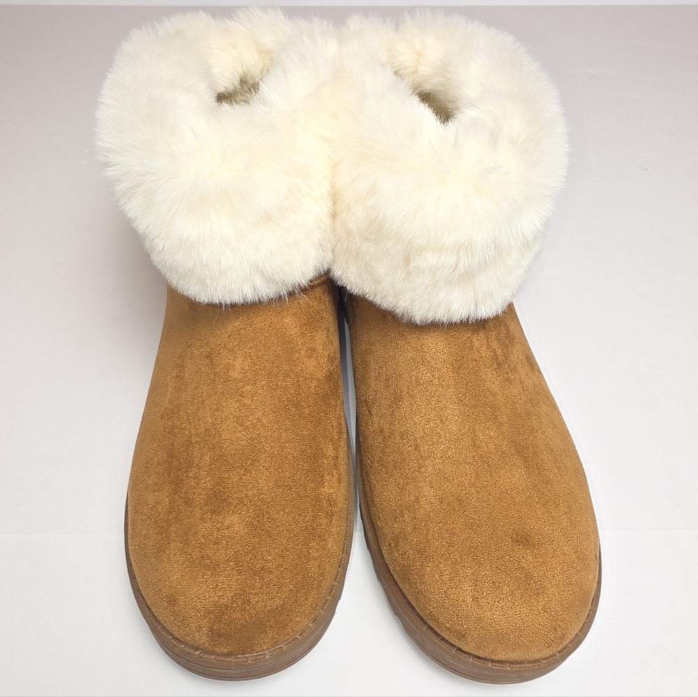 White Mountain Women's Faux Fur Lined Suede Ankle Booties Size 10 - Picture 8 of 14